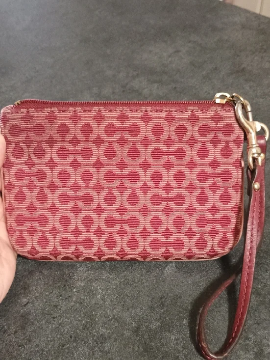 Coach Pink/Red Signature Wristlet - Picture 4 of 10